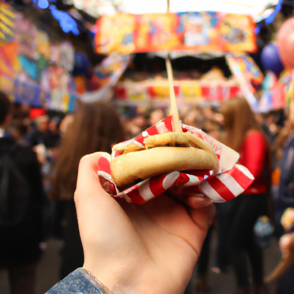 Person holding food at fair